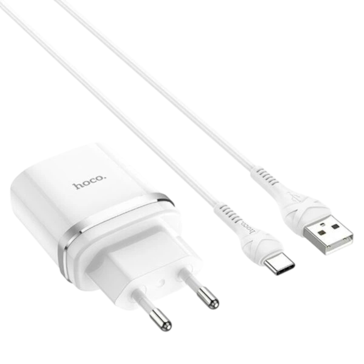 Мережевий зарядний пристрій Hoco C12Q (QC3.0 USB/3A)   кабель Type-C  White NEW 00-00011180
